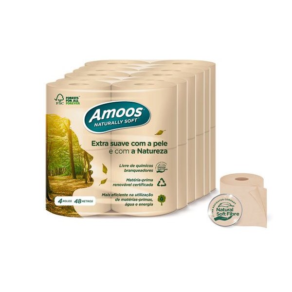 Papel higiénico doméstico ecológico extra suave de Amoos. Pack 60 uds