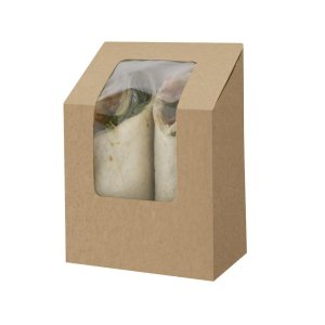 Recipiente Kraft para wraps com janela 9,5x5,4x15,2 cm 50 unidades