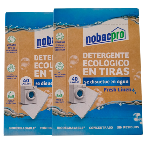 Detergente en tiras para lavadora. Ecológico, concentrado y vegano. 80 lavados (2 ud de 40 lavados)