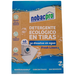 Tiras de detergente para máquinas de lavar roupa. Biológico, concentrado e vegan. 80 lavagens (2 unidades de 40 lavagens)