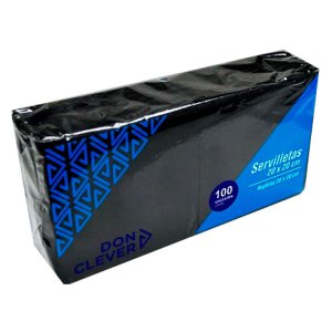 Servilletas negras tipo coctel 10x10 cm plegadas. Caja 3200 uds