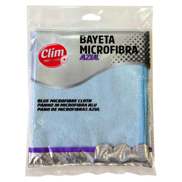 Bayetas de microfibra azul XL 35x40 cm Clim Profesional Azul. Pack 12 bayetas