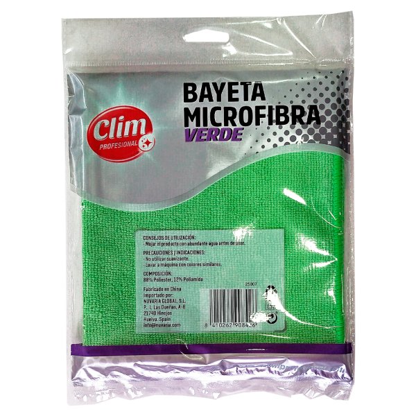 Bayetas de microfibra VERDES XL 35x40 cm Clim Profesional. Pack 12 bayetas